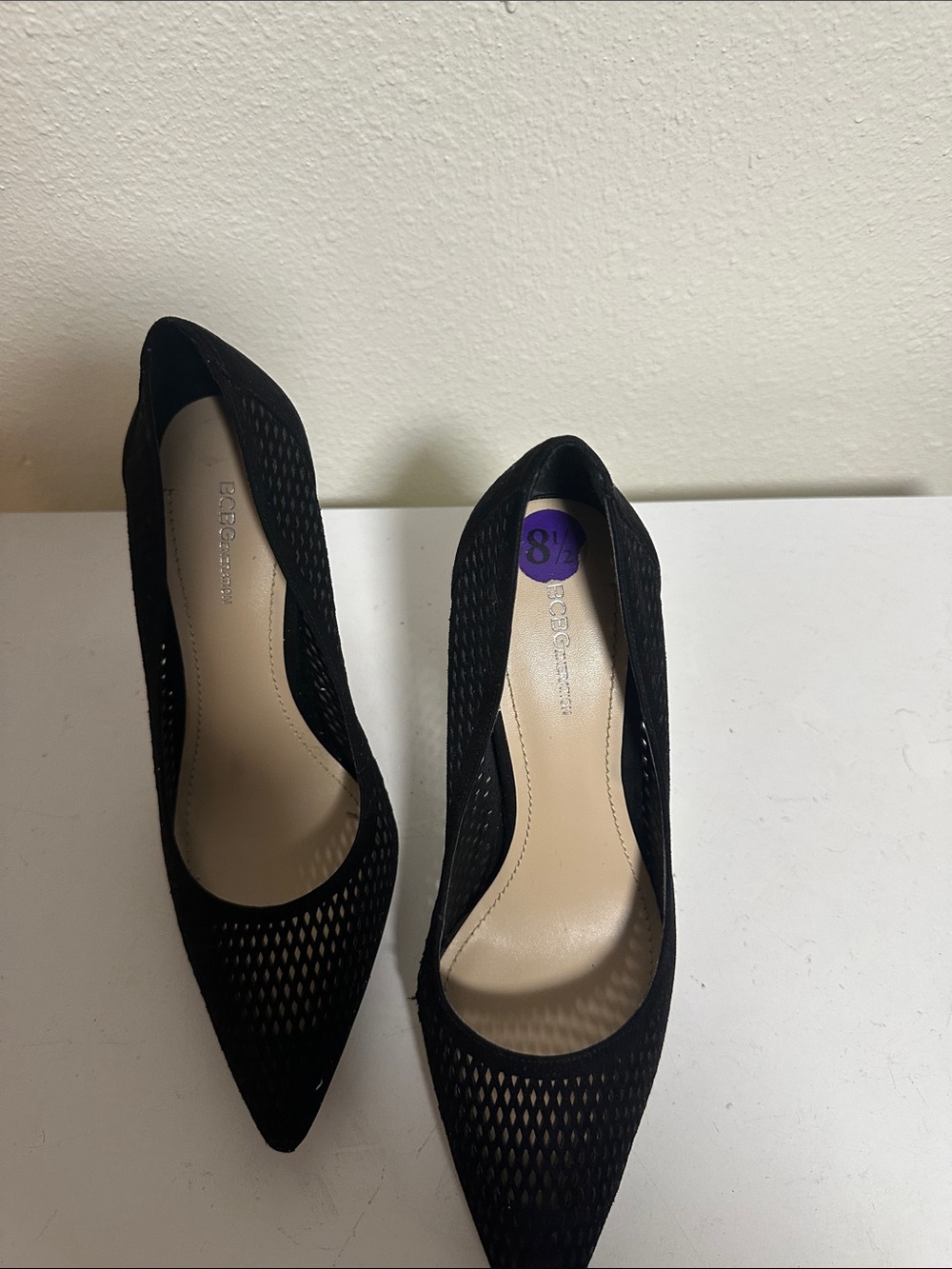 BCBGeneration Black Mesh Pointed-Toe Pumps